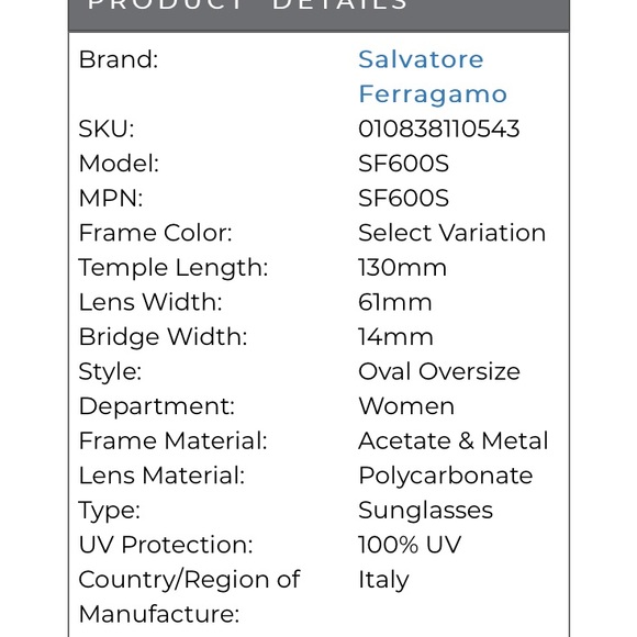 Salvatore Ferragamo SF600s Grey Oval Oversized Sunglasses w/ Gradient Lenses NWT - Picture 8 of 10